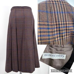 Vintage‎ 70s Burberry Tartan Plaid Pleated Midi Skirt Dark Academia Schoolgirl